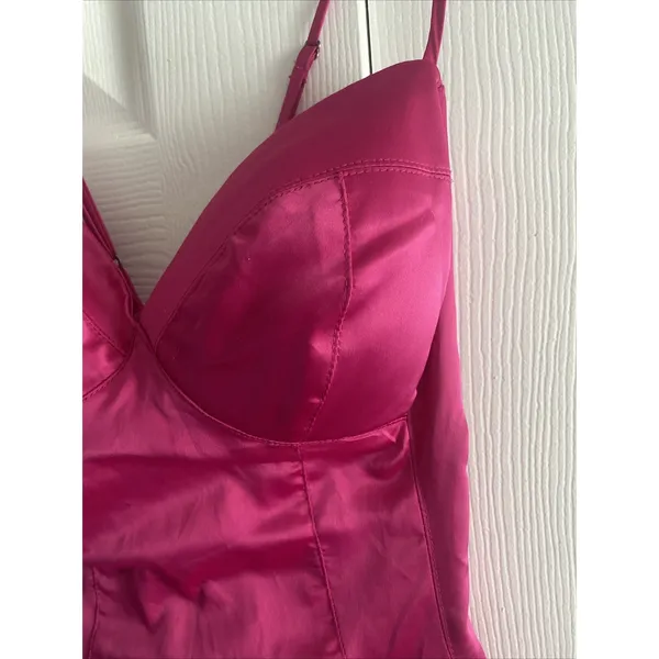 Rubber Ducky Corset‎ Satin Mini Dress Womens Size S Pink Y2K Bodycon Party Sexy - Image 3