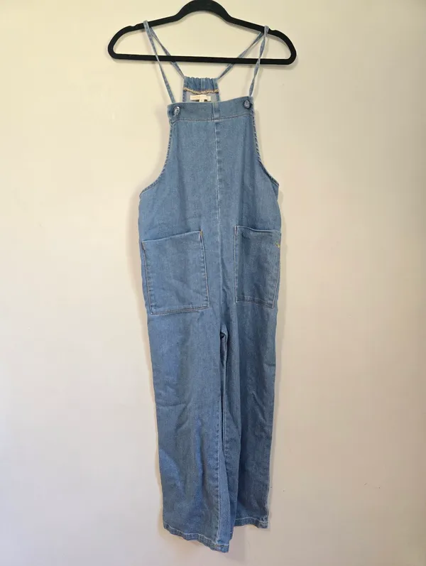 Maje Pinaro Tie shoulder Denim Light Blue Overalls. - Image 3