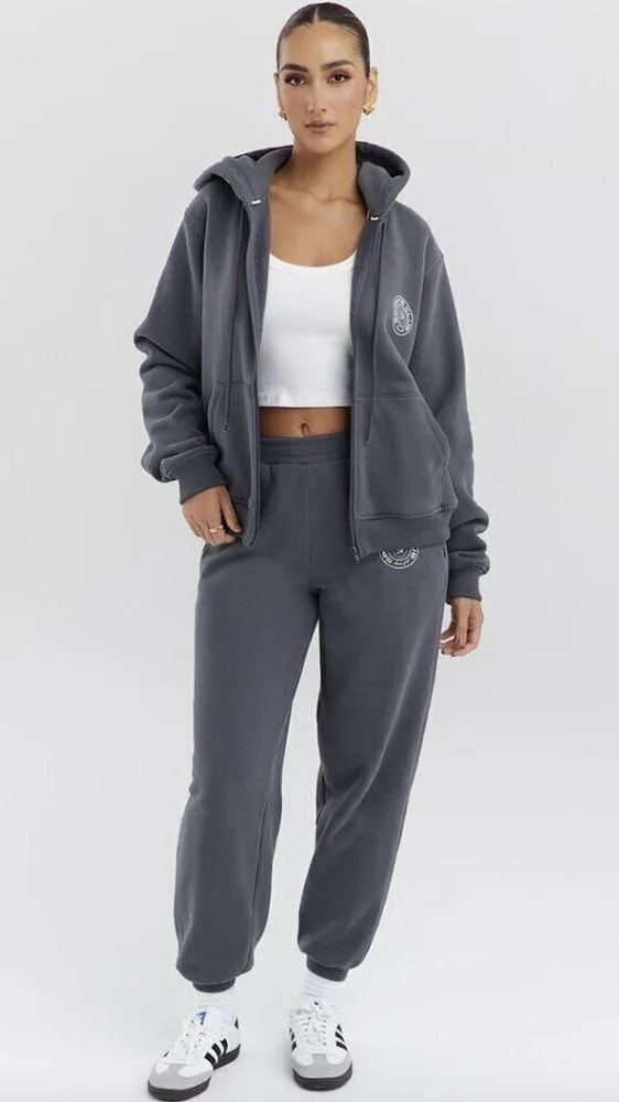 HOUSE OF CB Mirage Cotton Blend Hoodie in Slate Size X-Small - Image 4