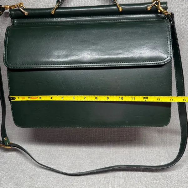Belle Rose Vintage Satchel Briefcase Handbag Dark Forest‎ Green Messenger Bag - Image 4