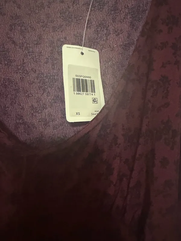 Levi's Odette Dress in Ditsy Flocked Burnt Maroon- XS - Image 3