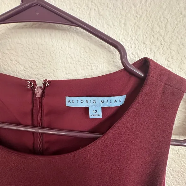 ANTONIO MELANI Burgundy Midi Dress Size 12 - Image 4