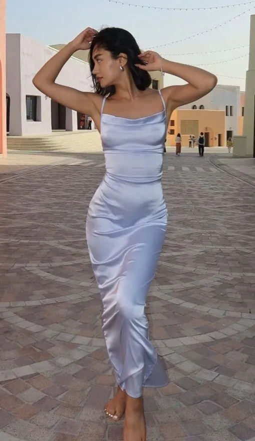 Zara dress wedding maxi slip midi satin effect baby blue coctail party date coctail - Image 2