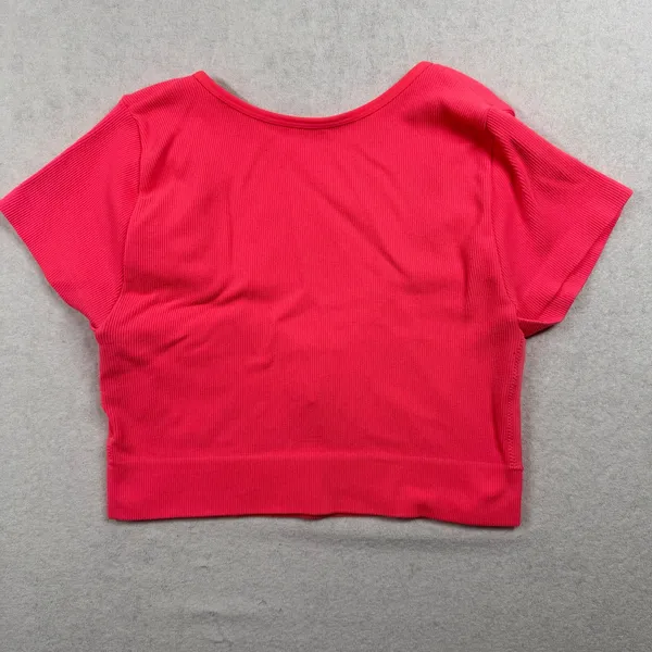 Aerie Real Good Ribbed Cropped T-Shirt Women’s Large Pink Short Sleeve Stretch - Image 2