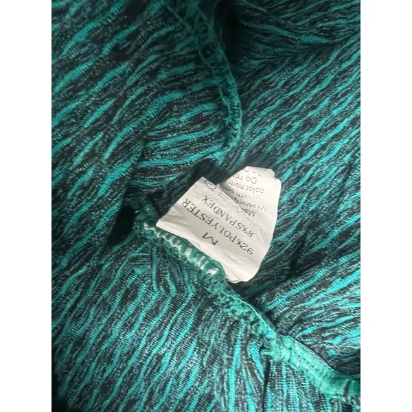 Women Teal Black Textured Scrunch Butt Leggings High Rise Medium Activewear - Image 3