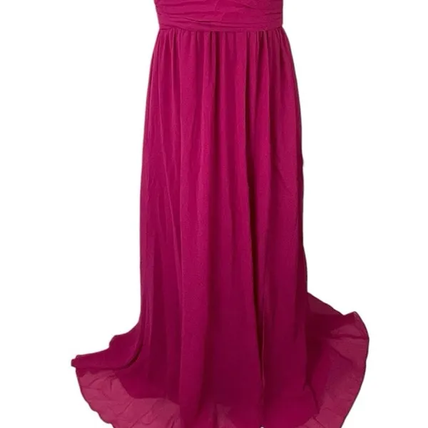 NEW Lulus Heavenly Hues Pink Pleated V Neck Bridesmaid Maxi Flare A-Line Dress M - Image 4
