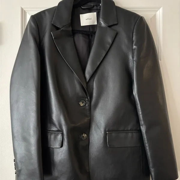 Aritzia - Wilfred Memories Black Leather Blazer - Image 3
