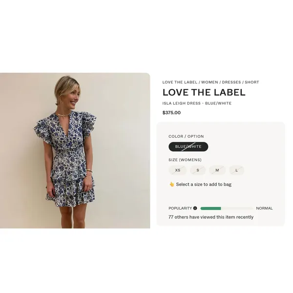Love The Label Isla Smocked Tie-Back Ruffle Mini Dress XS Boho Date Floral‎ - Image 3