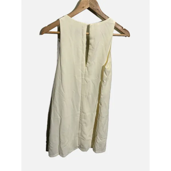 Lulus Near or Bar Dress Small Cream Gold Bar Detail V-Neck Mini Cocktail Party - Image 6