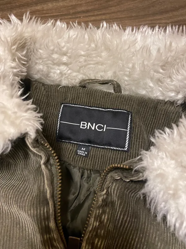 BNCI Olive Green Sherpa Collar Women's Corduroy Jacket Size Medium - Image 4