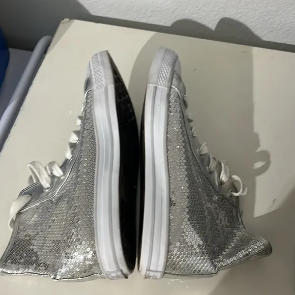 Gotta Flurt Women’s Silver Sequin Disco 2 Hi Top Sneakers Size 9 - Image 8