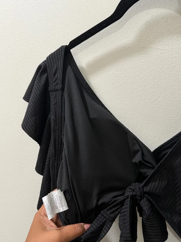 Maternity Black Ribbed Twist Front Cutout One Piece Swimsuit - Image 9