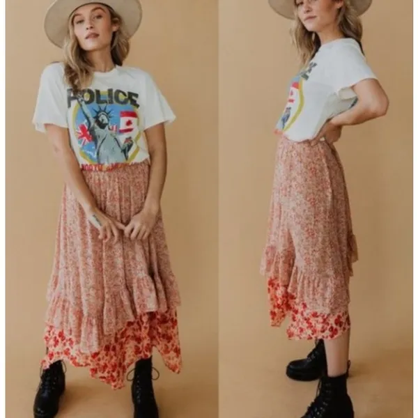 Free People Zuma Floral Tiered Skirt Women‘s Sz. 0 - Image 2