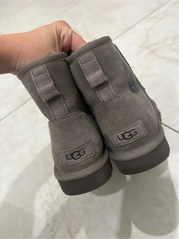 UGG Gray Classic Mini Rubber Logo Boots Size 8 US - Image 3