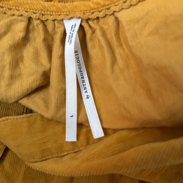 Anthropologie Somerset Mini Cotton Dress Sz L Yellow Maize Mini Corduroy - Image 6