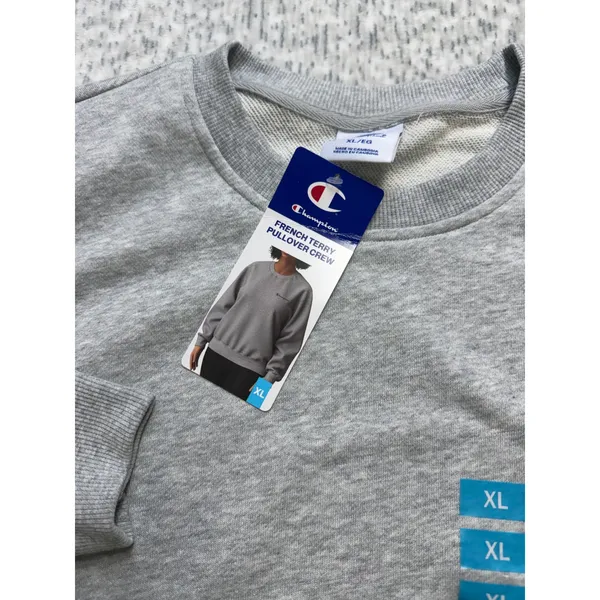 Champion‎ French Terry Pullover Crew Sweatshirt Heather Gray Womens XL NEW - Image 3