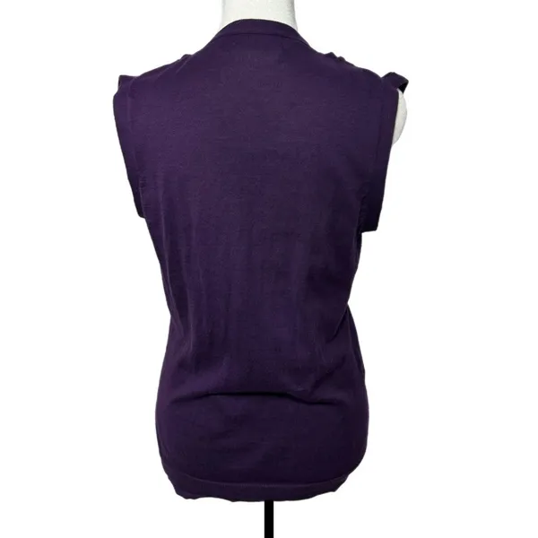 The Limited Sweater Vest Womens Sz M Plum Knit Cotton Sleeveless V Neck Buttoned - Image 5
