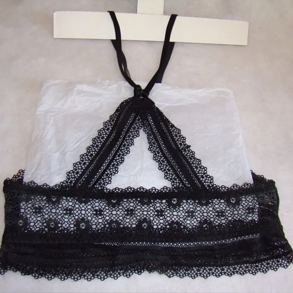 Victoria’s Secret Black High Neck Floral Lace Bralette Bra Size Small - Image 6