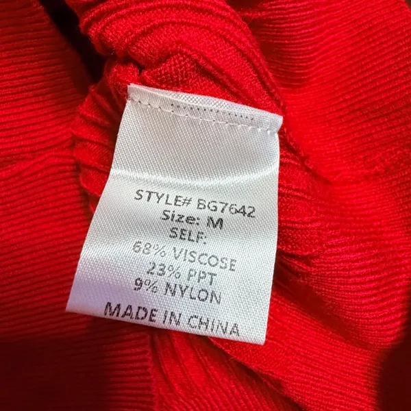 Shop The Mint Red Ruffle Shoulder Ribbed Knit Balloon Sleeve‎ Sweater Medium - Image 7