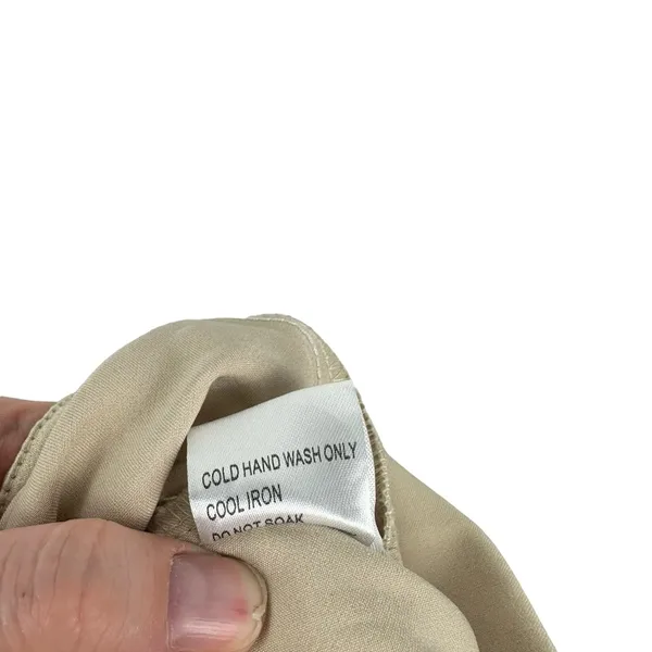 Princess Polly Amalia Pants Trousers Size 6 Tan Khaki Champagne Satin Wide Leg - Image 10