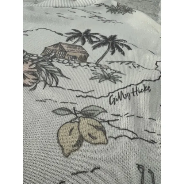 Gilly Hicks Womens XS‎ Cropped Sweatshirt Cream Tropical Island Palm Tree Print - Image 8