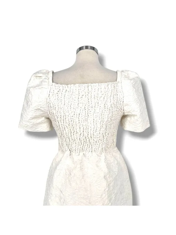 Elliatt Feminise Textured Puff Sleeve Sweeetheart Mini Dress White Size XL - Image 5