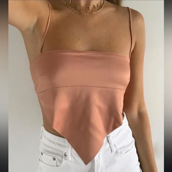 Revolve Danielle Bernstein weworewhat Cropped Handkerchief satin Tank - Image 9