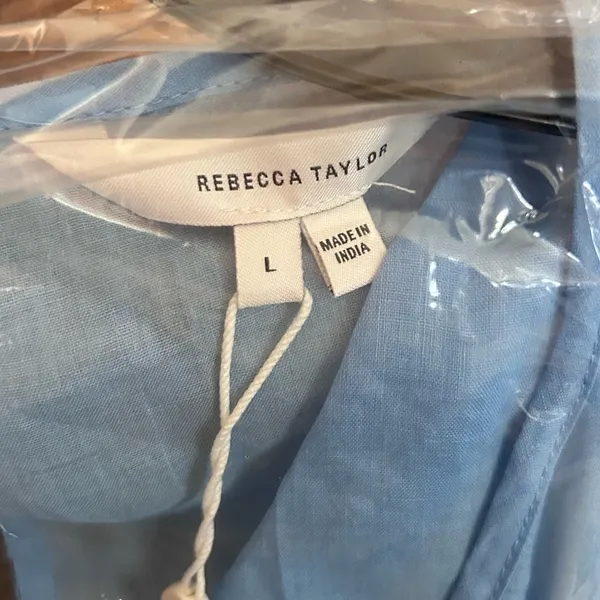 NWT Rebecca Taylor Sleeveless Ramie Cut Out Dress With Pockets Azul Blue Size L - Image 8