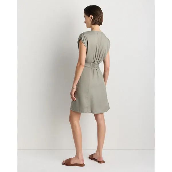 Quince Vintage Wash Tencel Button Front Dress Sage Green Large - Image 5