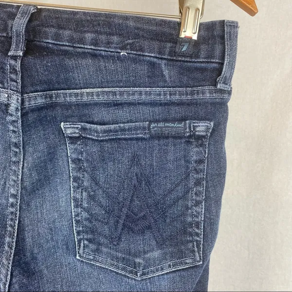 A Pocket Flair hem Low Rise Blue Jeans By 7 For All Mankind 28 - Image 4