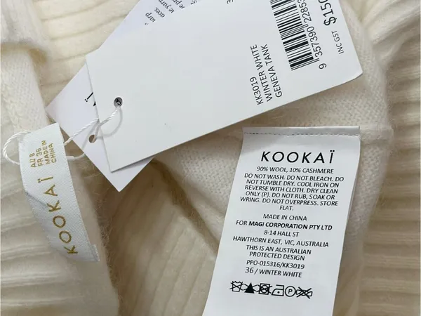 KOOKAÏ Geneva Wool Cashmere Knit Tank, Winter White, FR36/US4 - Image 7