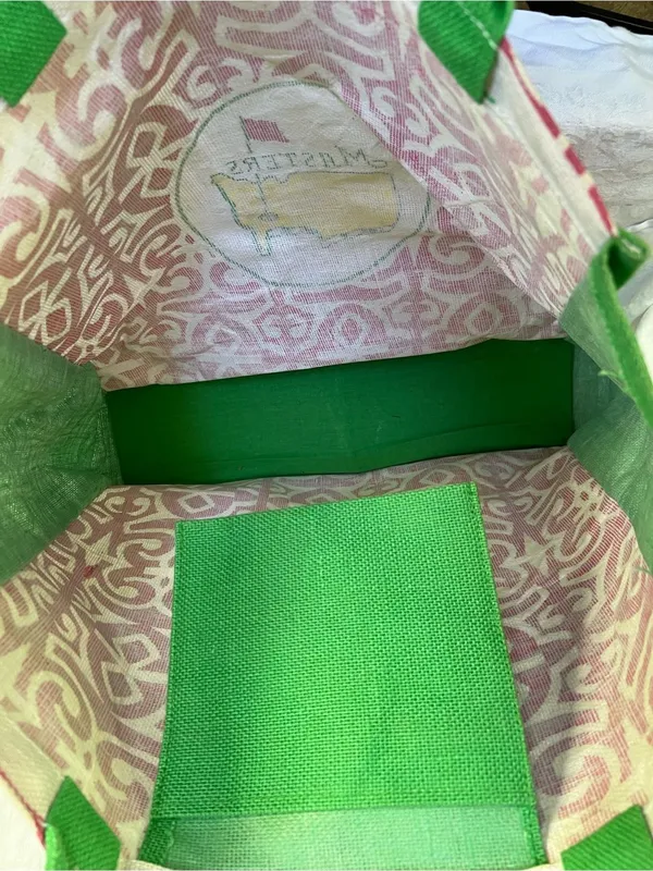 Masters Pink & Green Patterned Tote Bag with Yellow Logo - Image 11