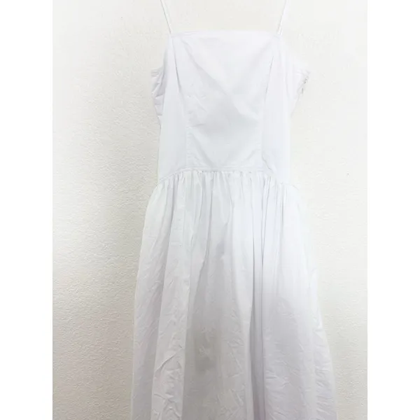 Madewell White Seamed Poplin Midi Sundress Size 6 Drop Waist Chic Quiet Luxury - Image 11