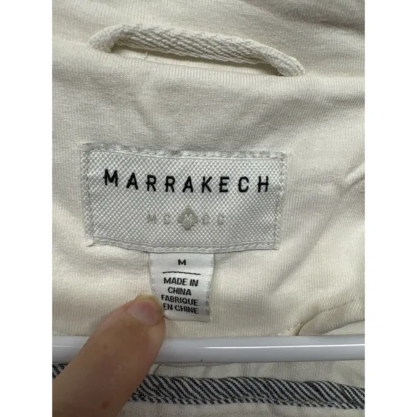 MARRAKECH Anthropologie Women Cream White Cotton Moto Style Jacket Medium - Image 2