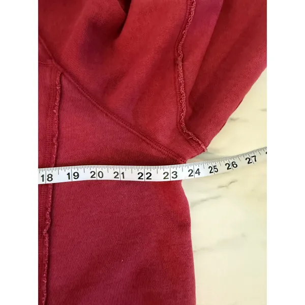Aerie Womens Burgundy Cropped Mock‎ Neck Sweatshirt Raw Hem FK4556SH Red Small - Image 7