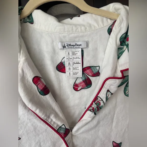 Disney Parks Pajamas shirt Christmas Holiday Retro Mickey Bows long holidays - Image 3