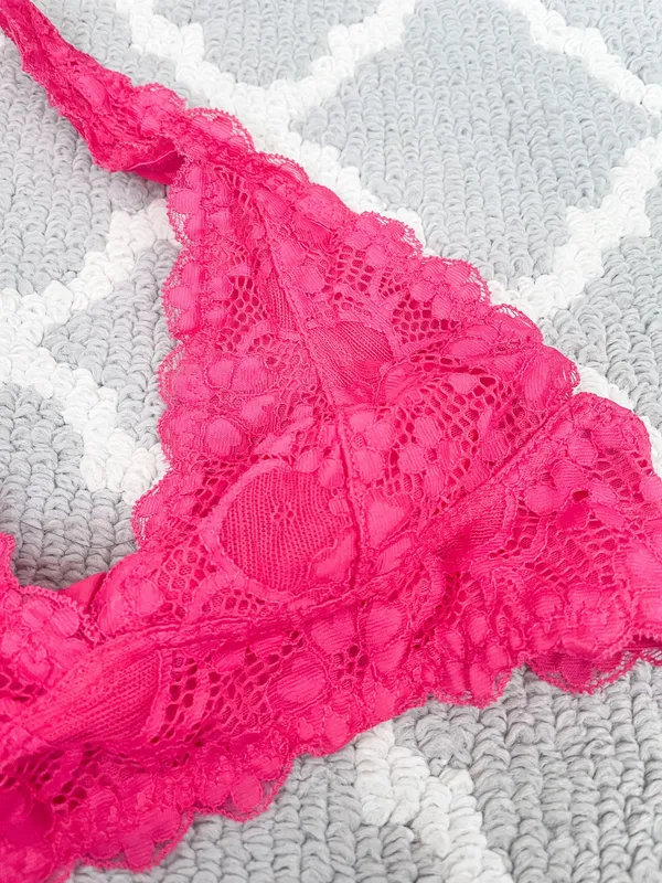 Free People Hot Pink Lace Halter Bralette - Image 4