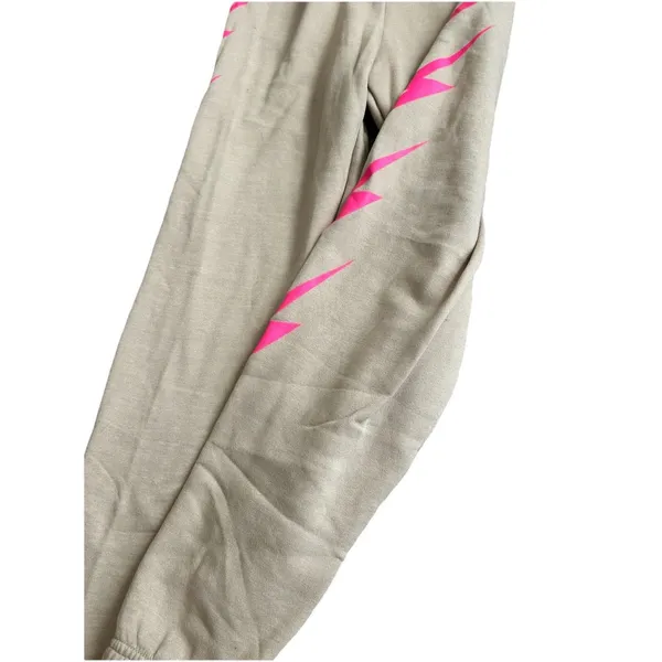 Aviator Nation Bolt 4 Sweatpants Sand & Neon Pink EUC $148 Preppy Loungwear - Image 4