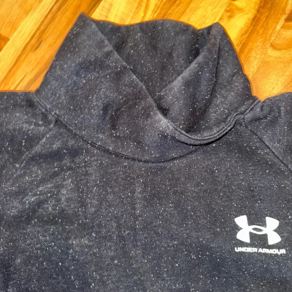 Under Armour Women's‎ Pullover Mock Neck Sweatshirt crop Long Sleeve Top Black - Image 4
