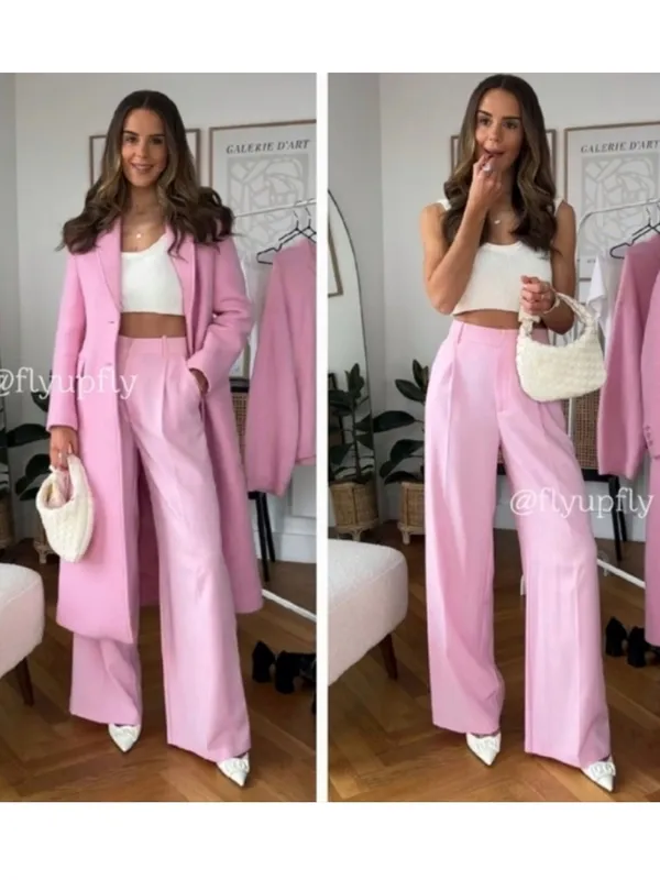 NWT ZARA Pink Full Length Pants size S - Image 4