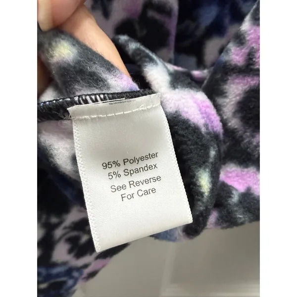 Vera Bradley Sporty Fleece Snap-Collar Pullover Plum Pansies‎ Floral XS Womens - Image 10