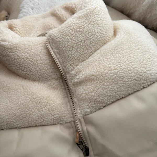 Women's Faux Leather Yoke Sherpa Vest Jacket Cream Pockets XXLARGE NWT - Image 6