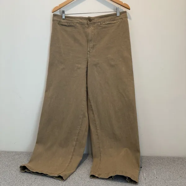 Madewell Pants Womens Size 31 Drill Khaki The Emmett Wide Leg Crop Welt Pocket - Image 4