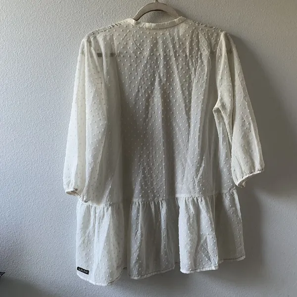 Matilda Jane Womens Size Medium Ivory Sheer Swiss Dot Blouse Top - Image 3