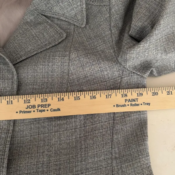 VTG 60s 70s Gray Tweed Long Virgin Wool Blend Trevira Mod Overcoat Germany Sz 42 - Image 10