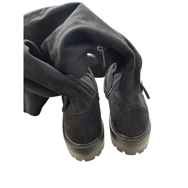 Marc Fisher LTD Black Suede Over The Knee Lug Sole Buckle Boots Womens 8 NEW - Image 6
