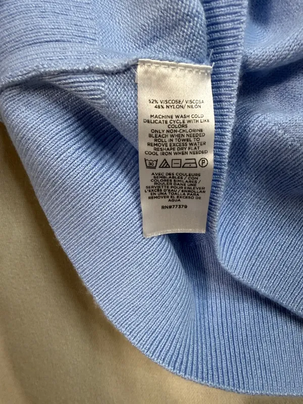 Ann Taylor Sky Blue Button-Front Crewneck Cardigan - Image 4