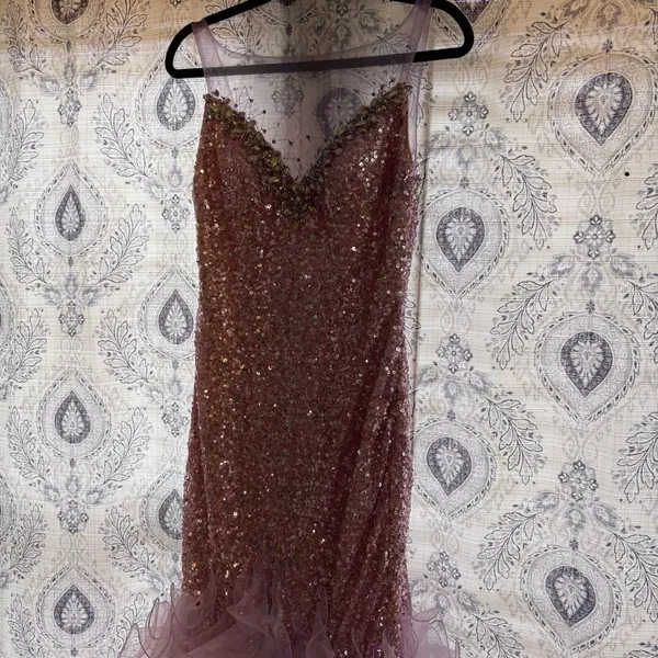 Mac Duggal Lavender Blingy‎ Ruffle Hem Prom Dress Size 6 - Image 5