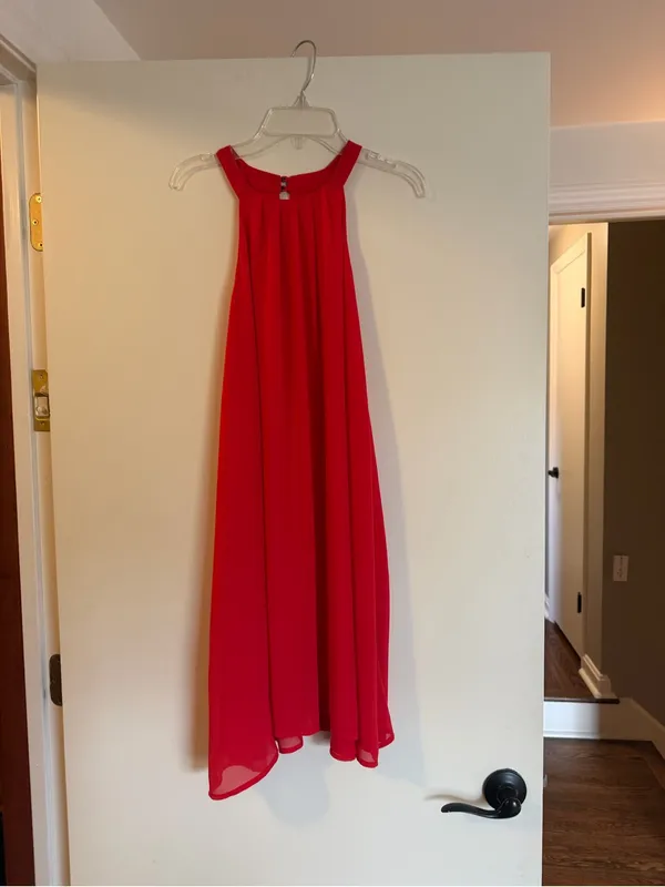 ASTR Red Halter Mini Trapeze Dress - Image 2