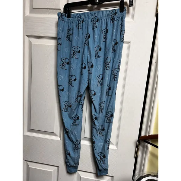 Peanuts Snoopy Heart Print Pajama Pants Blue‎ Teal Sea Small LZ42901SG - Image 4